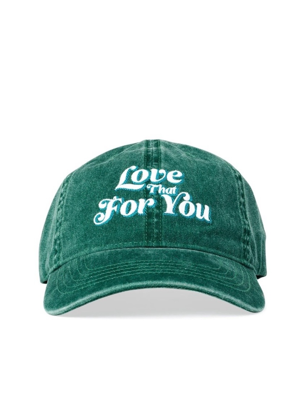 Time & Tru Women's Green Embroidered Love that for You Cotton Baseball Hat